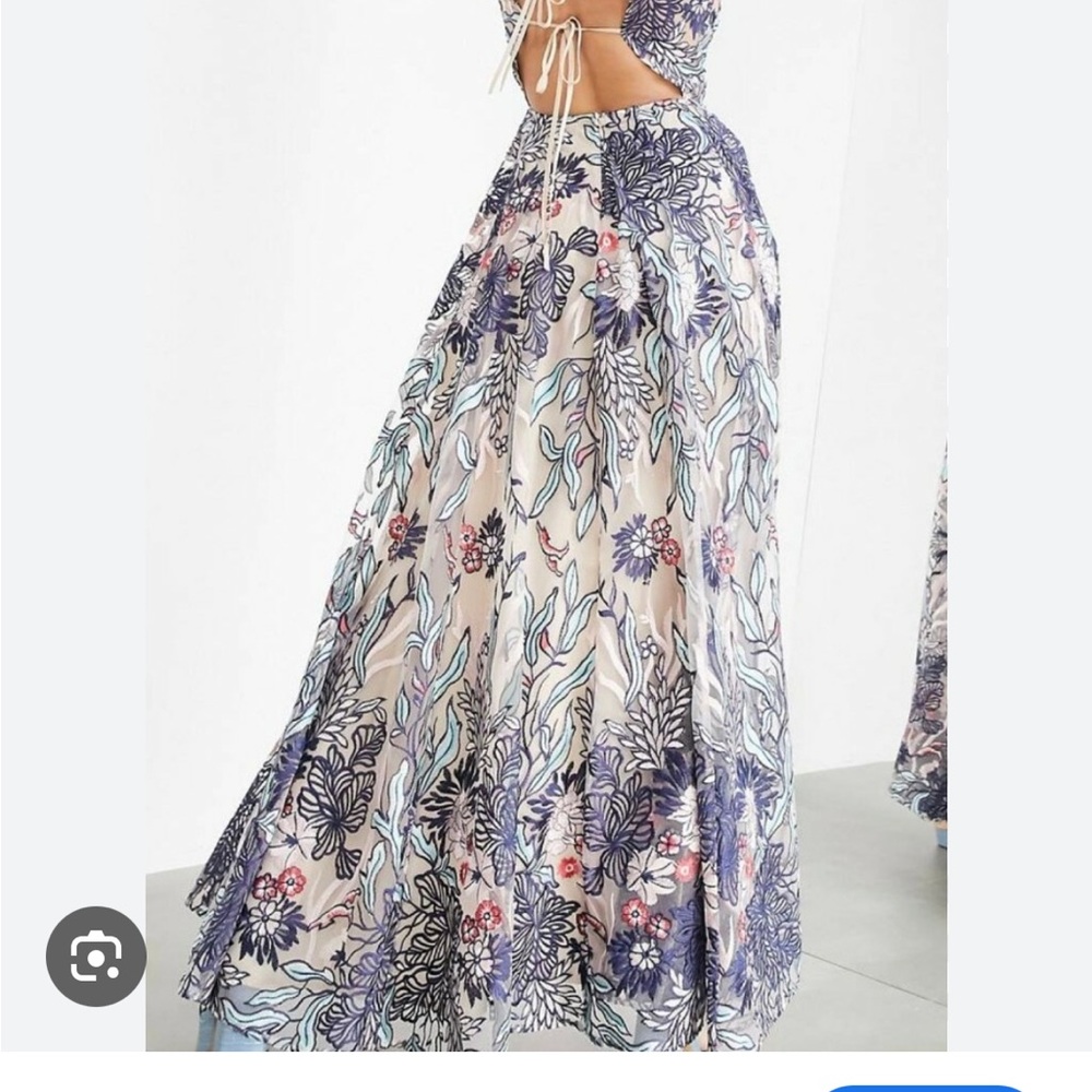 ASOS Blue Pink Floral Evening Gown/Dress